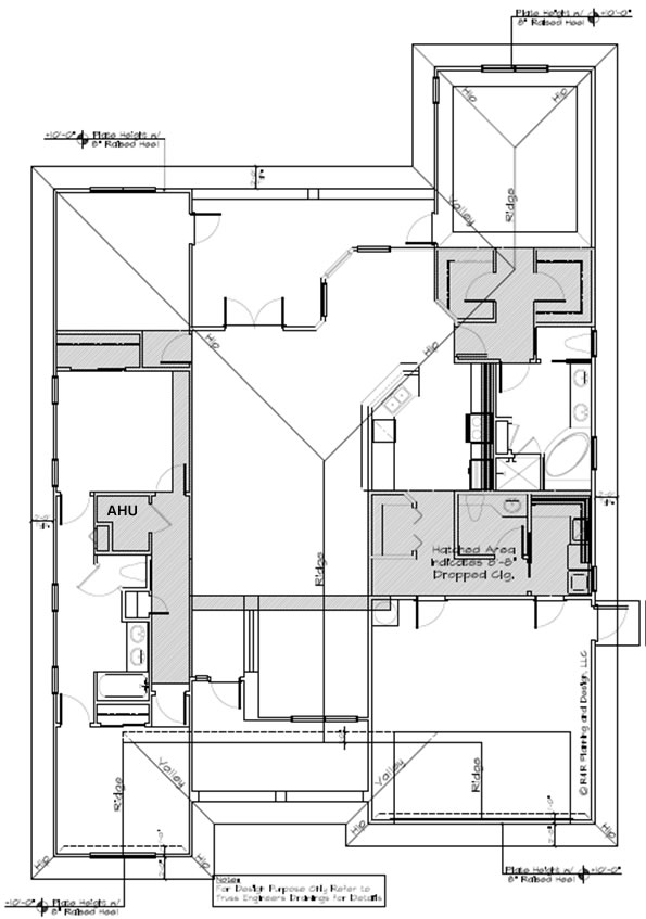 The chase is laid out on the plans (grey highlighted areas) to aid sub-contractors to execute the design