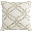 Online Designer Combined Living/Dining Silver Beaded Geometric Ivory Pillow