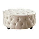 Online Designer Combined Living/Dining Round Tufted Bonded Leather Ottoman