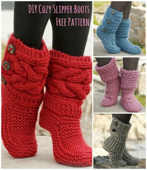 Cozy Knit Slipper Boots