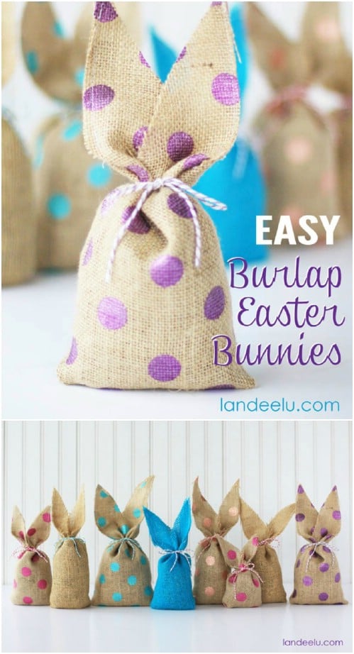 Cute DIY Burlap Easter Bunnies