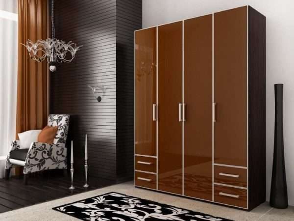 коричневый шкаф для гостиной в современном стиле