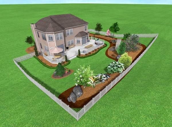 Ландшафтный дизайн загородного дома 15 соток - фото проекта