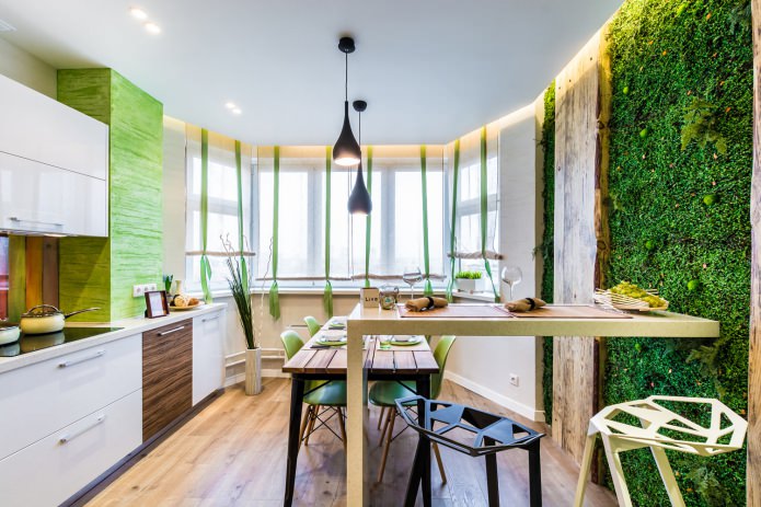 зелень на стене в кухне