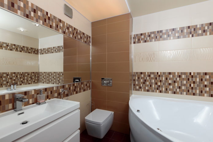прямоугольная мозаика в интерьере ванной