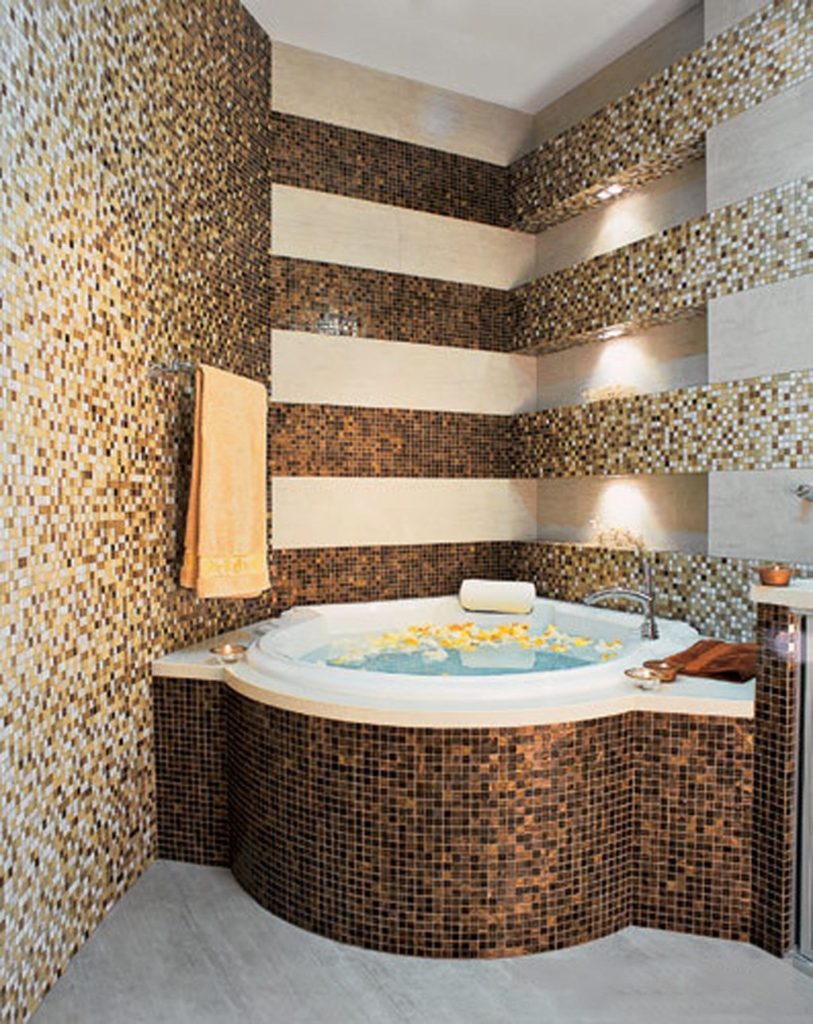 Мозаика для ванной комнаты керамика с позолотой