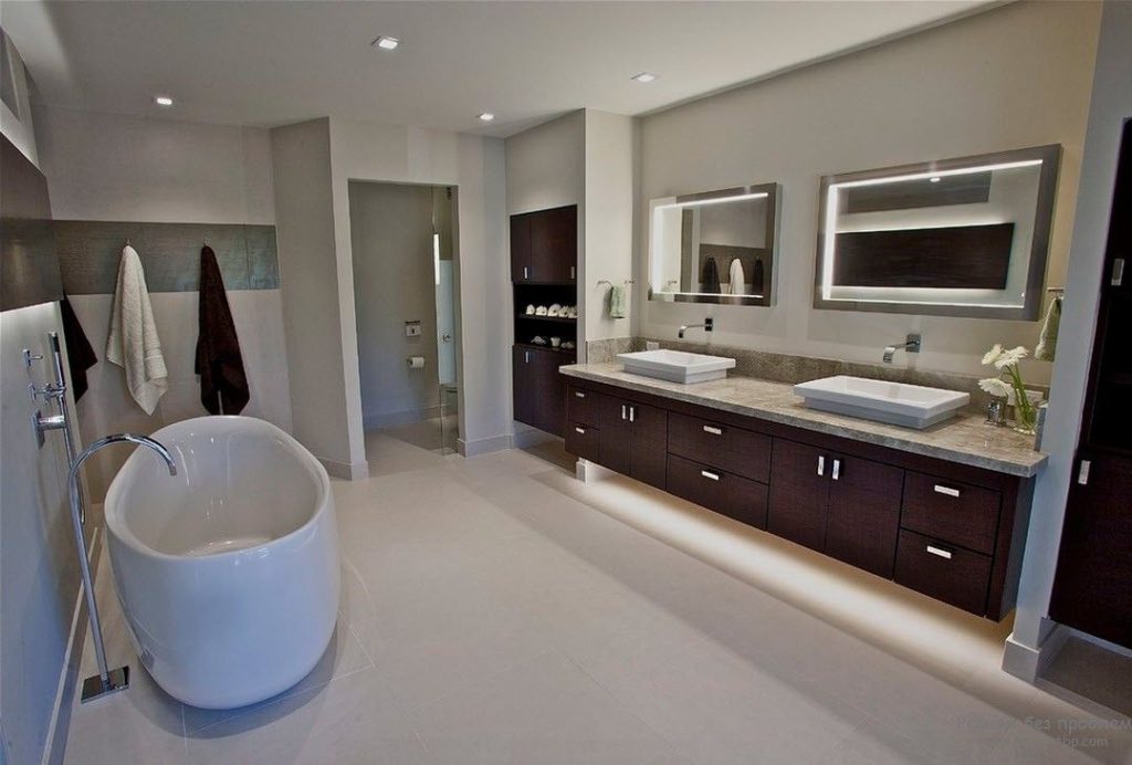 современный дизайн ванной комнаты легкая мебель