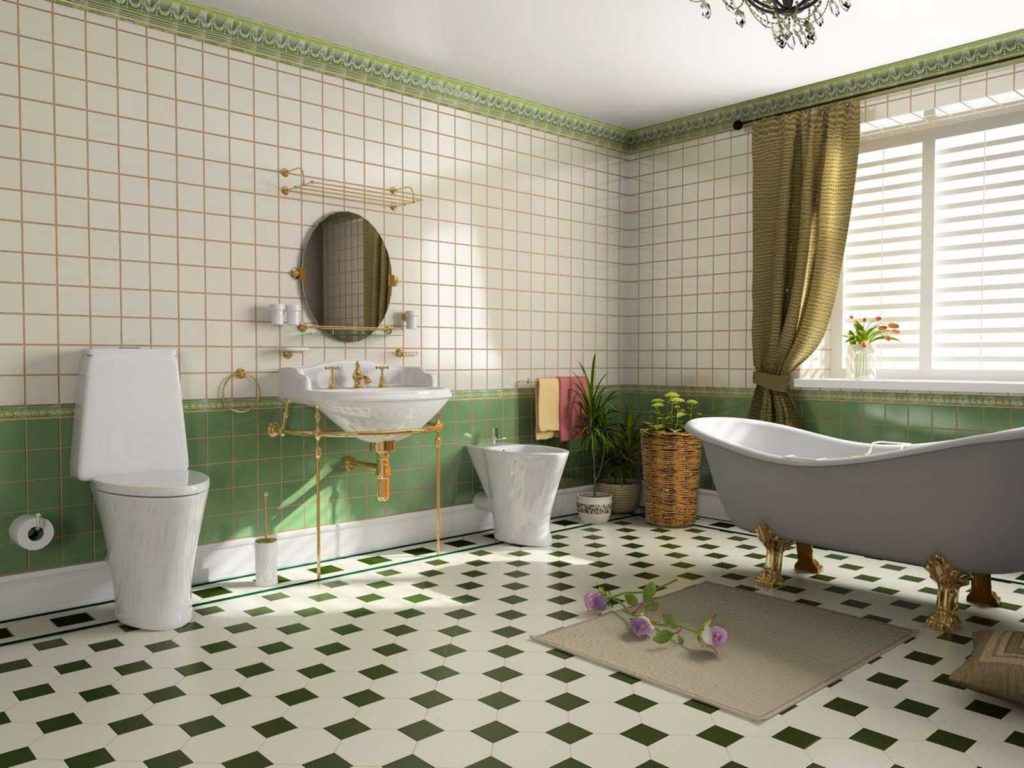 Современный дизайн ванной комнаты плитка во влажной среде