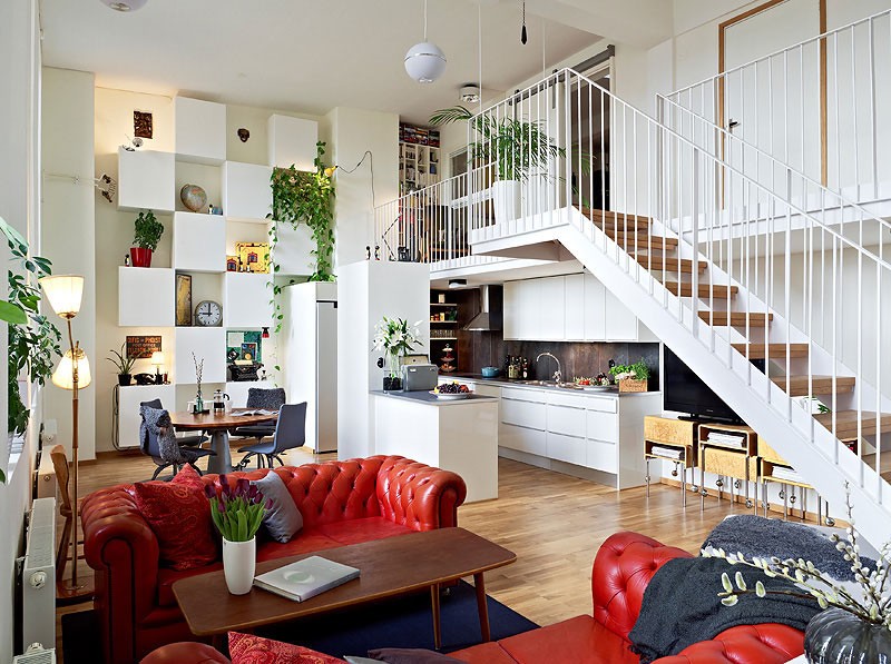 Интерьер двухэтажной квартиры в стиле авангарда