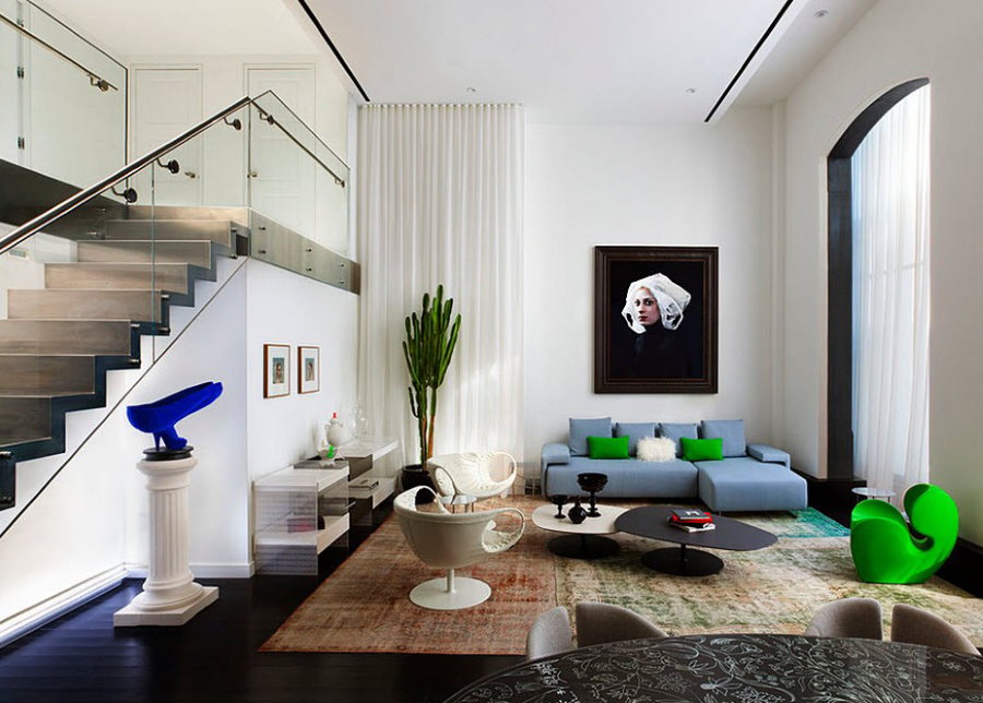 Дизайн двухуровневых апартаментов в стиле минимализм