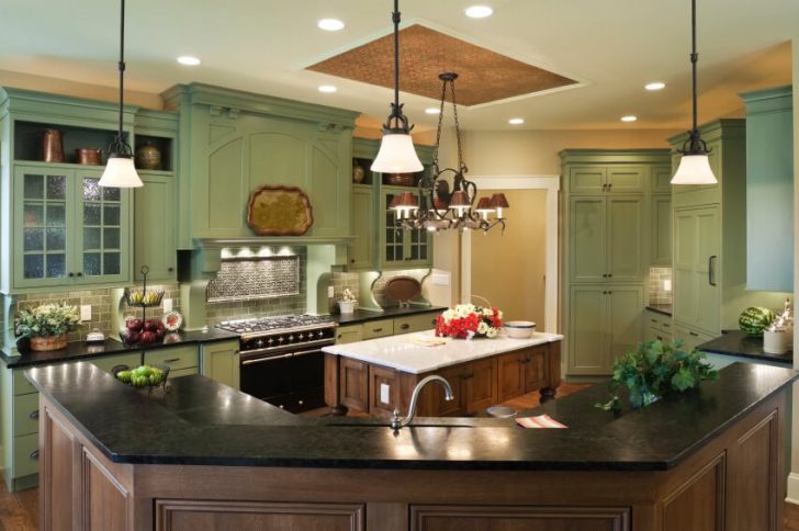 Stretch ceiling in the country style kitchen