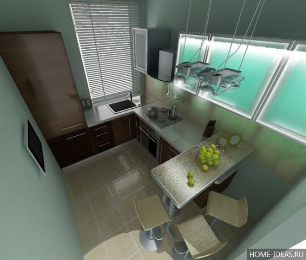 Дизайн маленькой кухни 5 кв.м с холодильником — фото