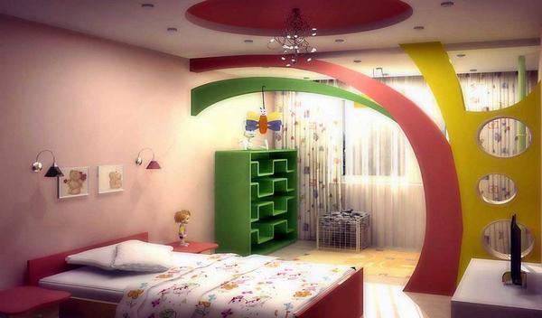 Спальная зона в детской должна быть выделена каким-то ярким цветом или декором