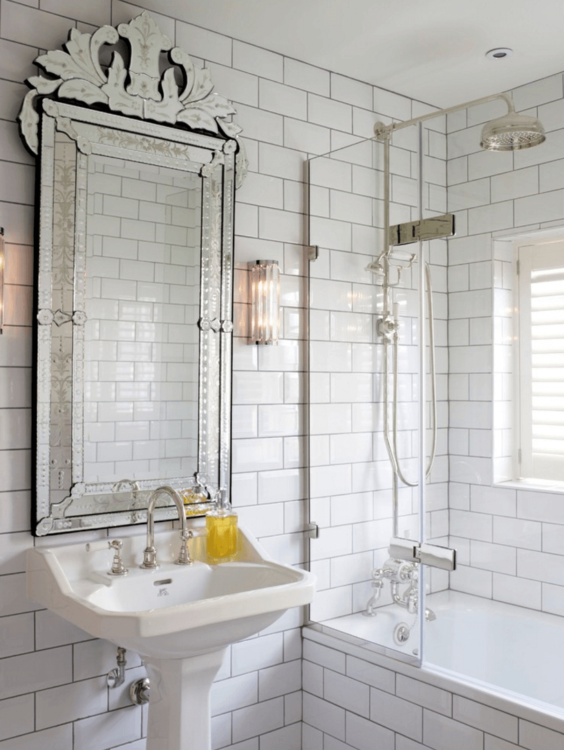 Оригинальный дизайн зеркала в интерьере ванной комнаты - Фото 31