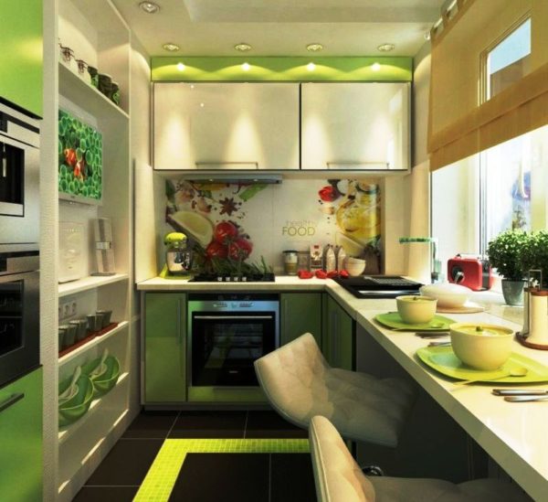 Как обустроить маленькую кухню площадью 6 кв. метров: фото дизайна интерьеров