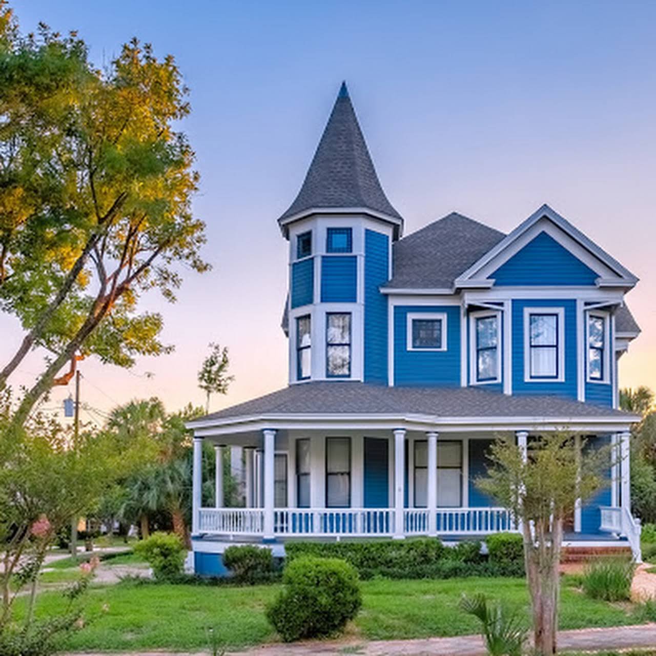 Красивый синий дом. Голубой домик. Дом с синей крышей. Деревянный дом голубого цвета. Синий фасад дома.