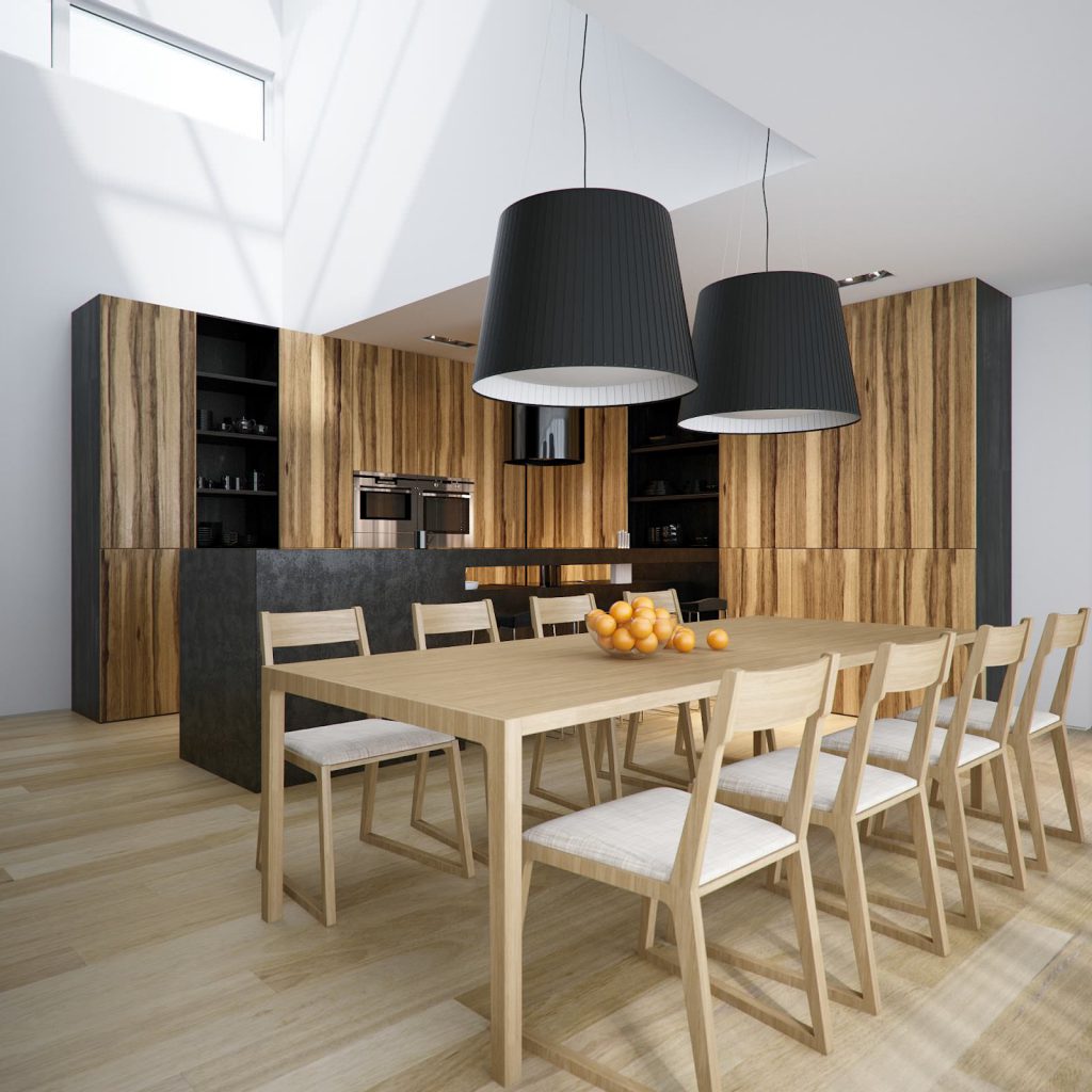 Светло-коричневый деревянный стол для кухни