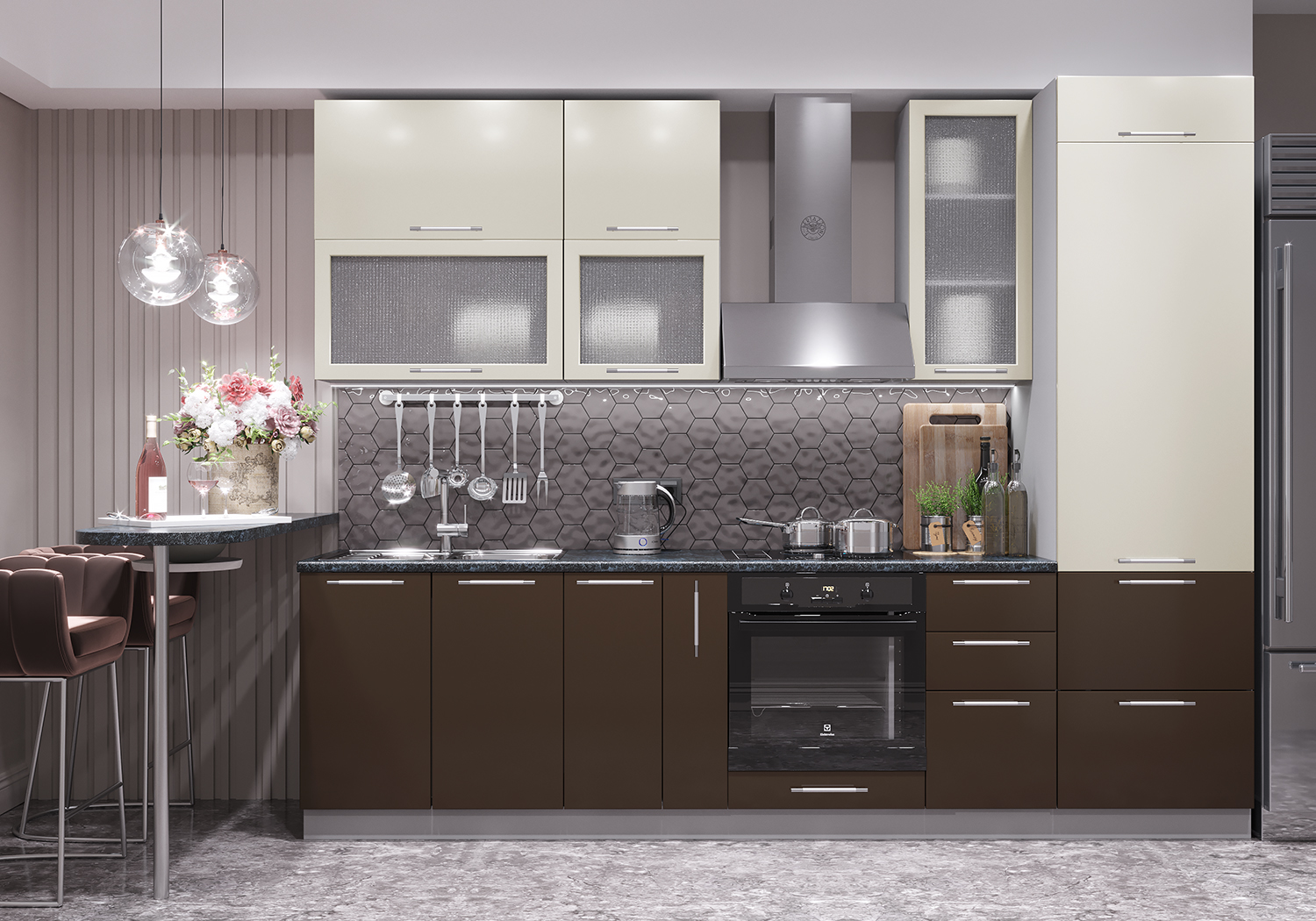 Кухонный гарнитур серого цвета в интерьере: 60 фото идей дизайна кухни .