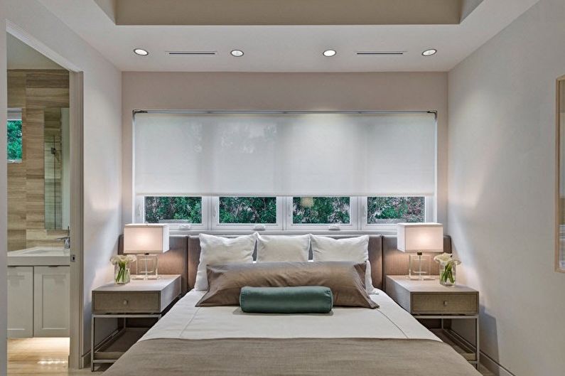 Бежевая спальня в стиле минимализм - Дизайн интерьера