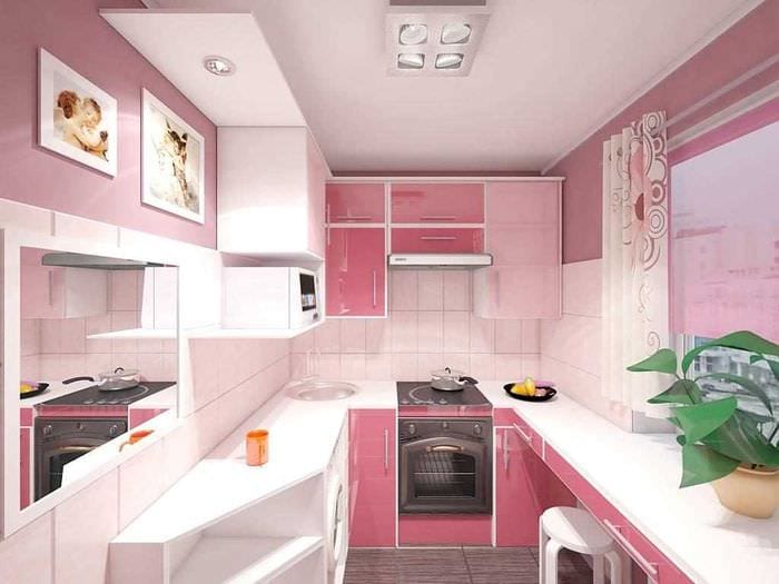 идея применения розового цвета в ярком интерьере квартире