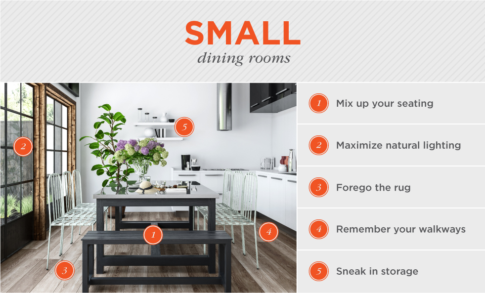 How to arrange furniture in a small dining room